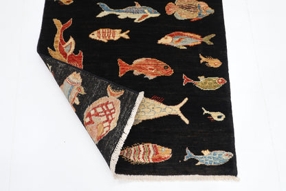 79 x 121 cm | Oriental Fish Animal Accent Rug Afghan Hand Knotted Veg dye Wool carpet