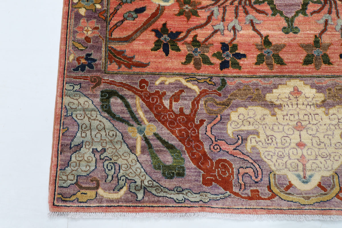 156 x 451 cm | Oversize kawros Pink Design Hand Knotted Wool Afghan Carpet