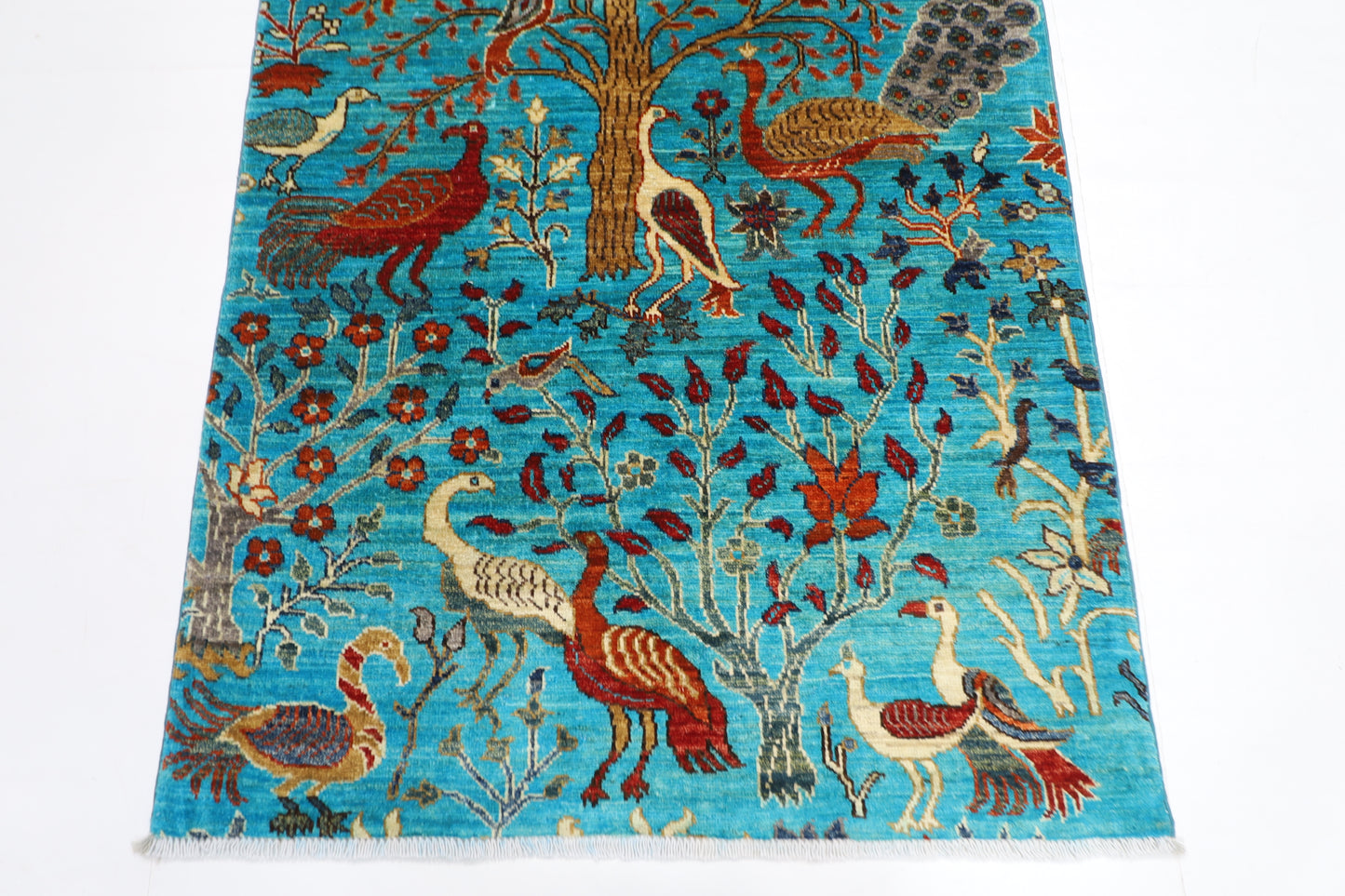 100 x 149 cm | Oriental Birds Area Rug Afghan Hand Knotted Veg dye Wool carpet