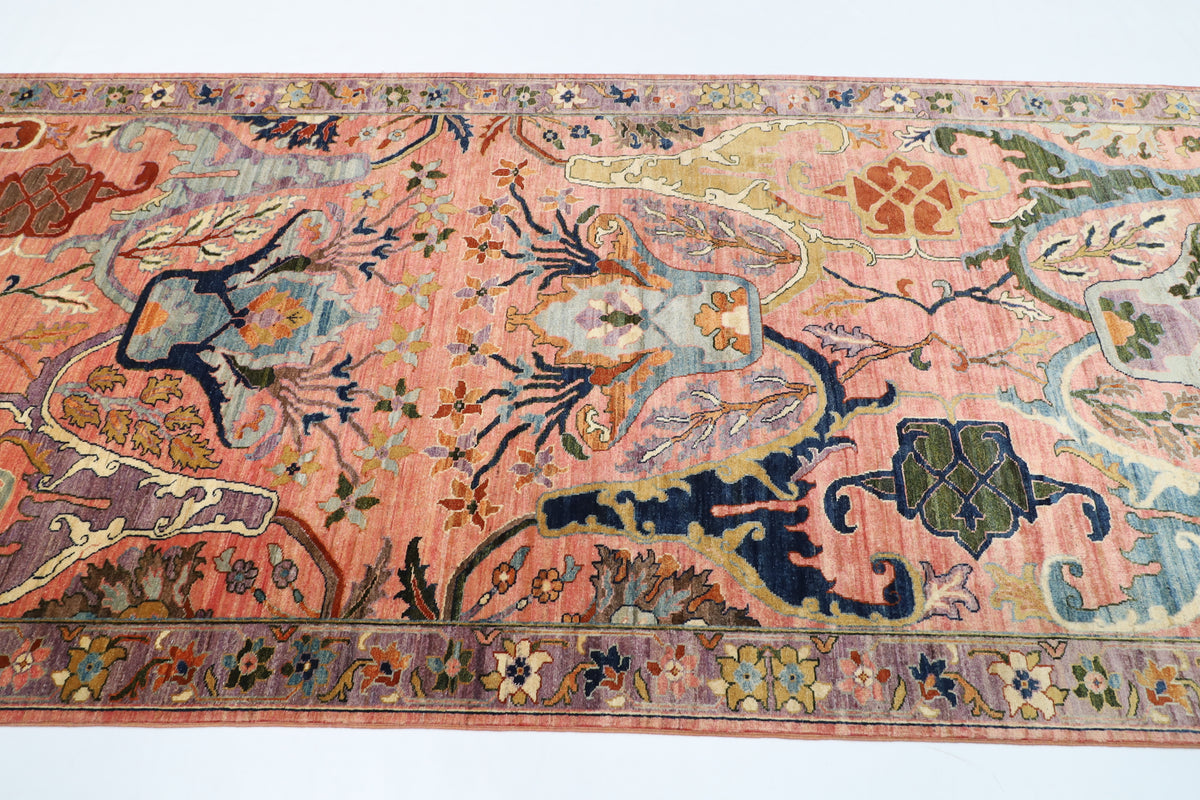 156 x 451 cm | Oversize kawros Pink Design Hand Knotted Wool Afghan Carpet