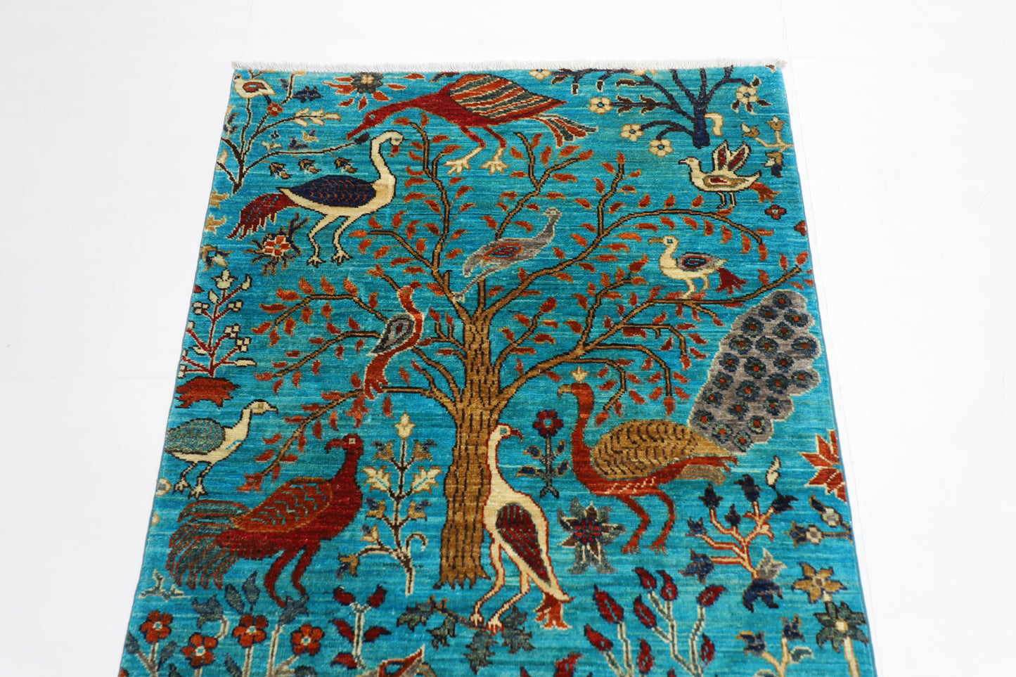 100 x 149 cm | Oriental Birds Area Rug Afghan Hand Knotted Veg dye Wool carpet