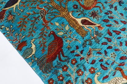 100 x 149 cm | Oriental Birds Area Rug Afghan Hand Knotted Veg dye Wool carpet