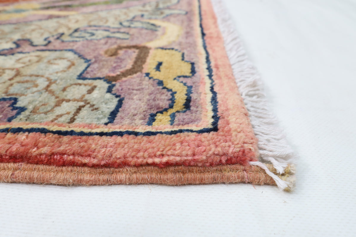 156 x 451 cm | Oversize kawros Pink Design Hand Knotted Wool Afghan Carpet