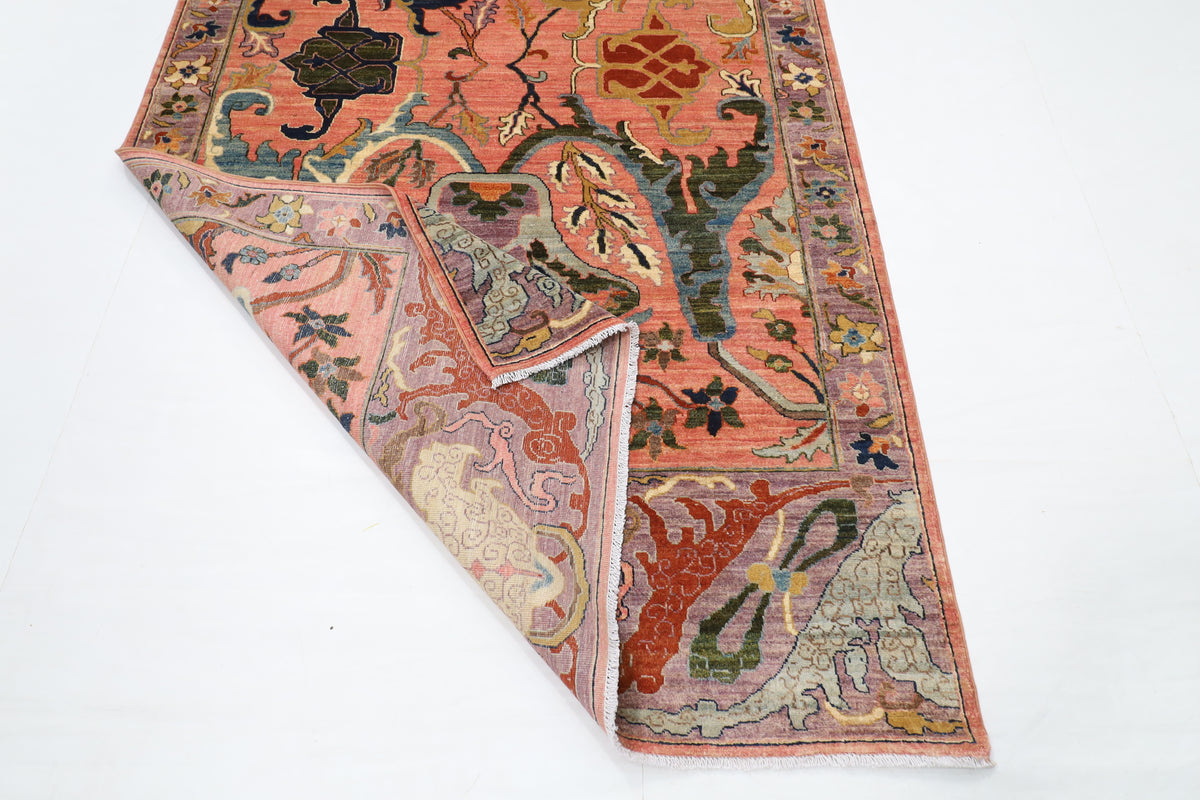 156 x 451 cm | Oversize kawros Pink Design Hand Knotted Wool Afghan Carpet