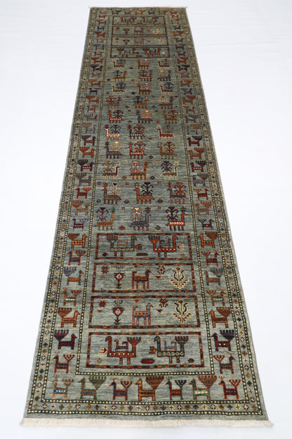 85 x 298 cm | Animal Afghan Tribal Hand Knotted Veg Dye Wool Runner