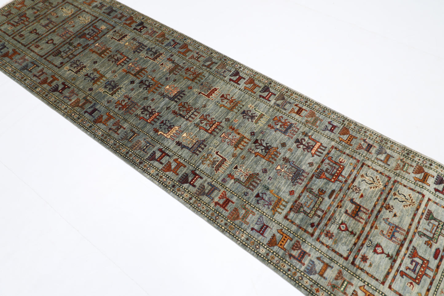 85 x 298 cm | Animal Afghan Tribal Hand Knotted Veg Dye Wool Runner