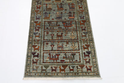 85 x 298 cm | Animal Afghan Tribal Hand Knotted Veg Dye Wool Runner