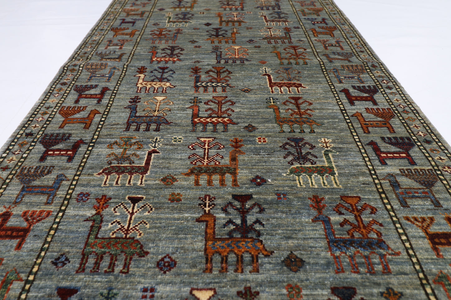 85 x 298 cm | Animal Afghan Tribal Hand Knotted Veg Dye Wool Runner
