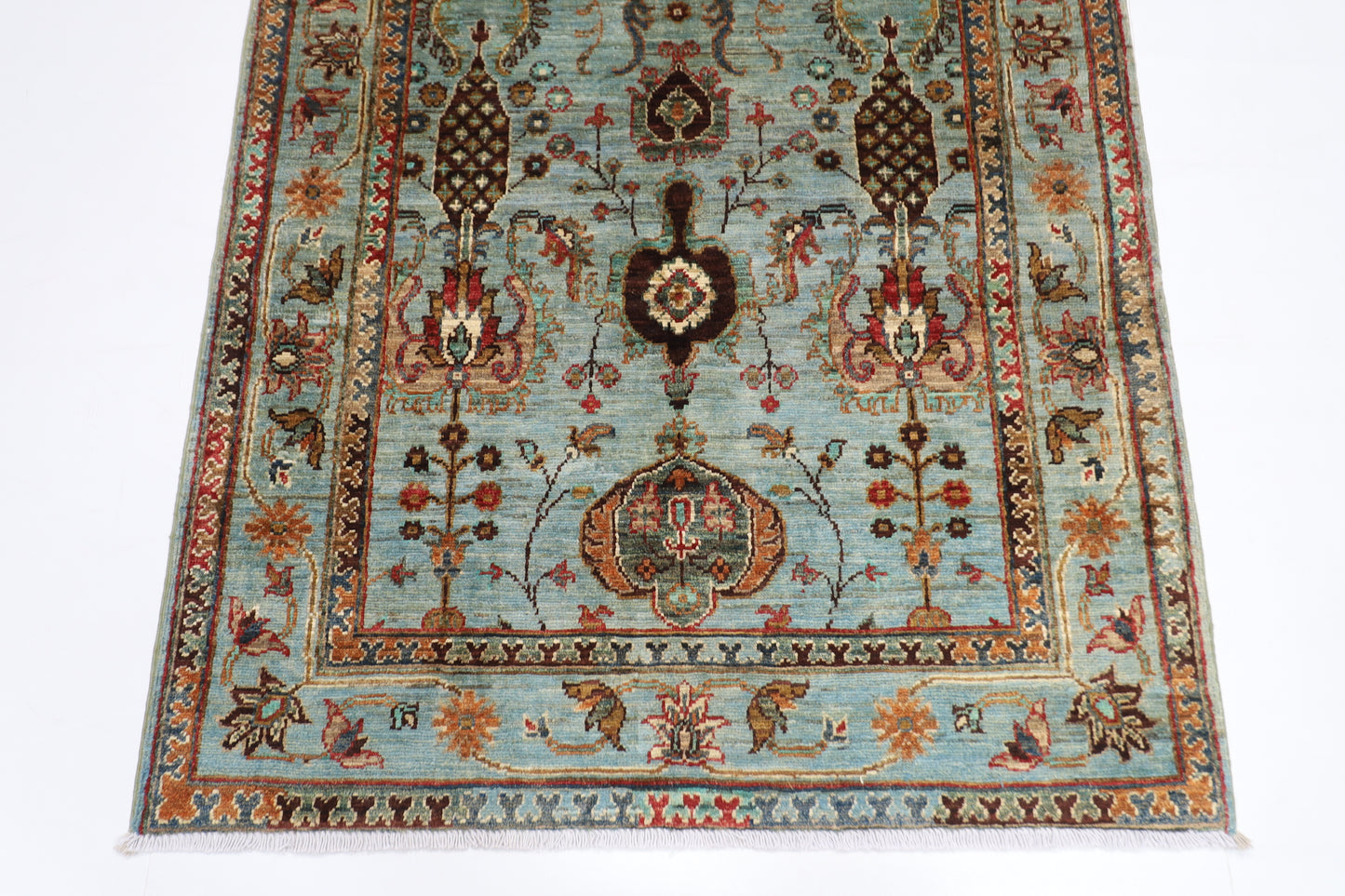 103 x 151 cm | Oriental Gray Area Rug Afghan Hand Knotted Veg dye Wool carpet