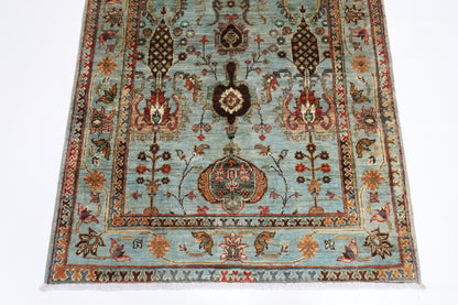 103 x 151 cm | Oriental Gray Area Rug Afghan Hand Knotted Veg dye Wool carpet