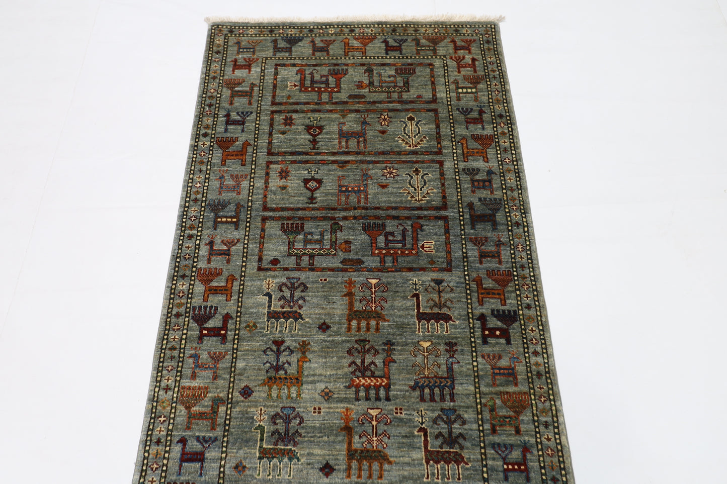 85 x 298 cm | Animal Afghan Tribal Hand Knotted Veg Dye Wool Runner