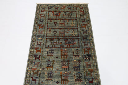 85 x 298 cm | Animal Afghan Tribal Hand Knotted Veg Dye Wool Runner