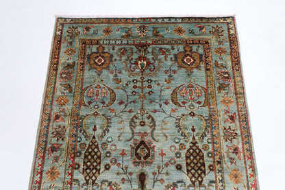 103 x 151 cm | Oriental Gray Area Rug Afghan Hand Knotted Veg dye Wool carpet