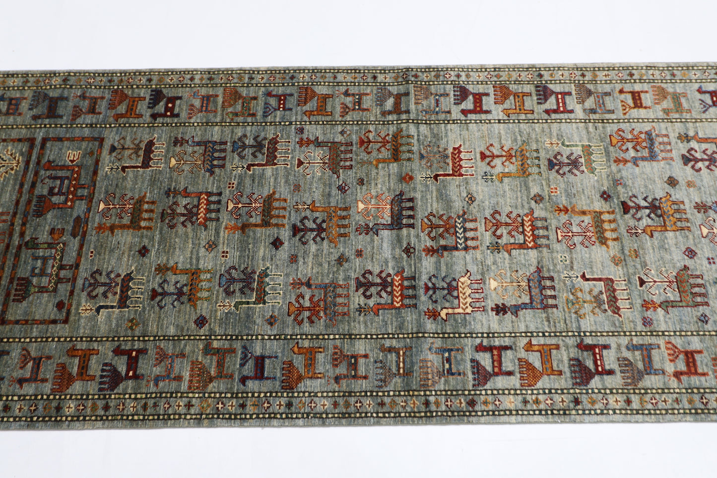 85 x 298 cm | Animal Afghan Tribal Hand Knotted Veg Dye Wool Runner