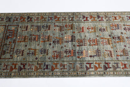 85 x 298 cm | Animal Afghan Tribal Hand Knotted Veg Dye Wool Runner