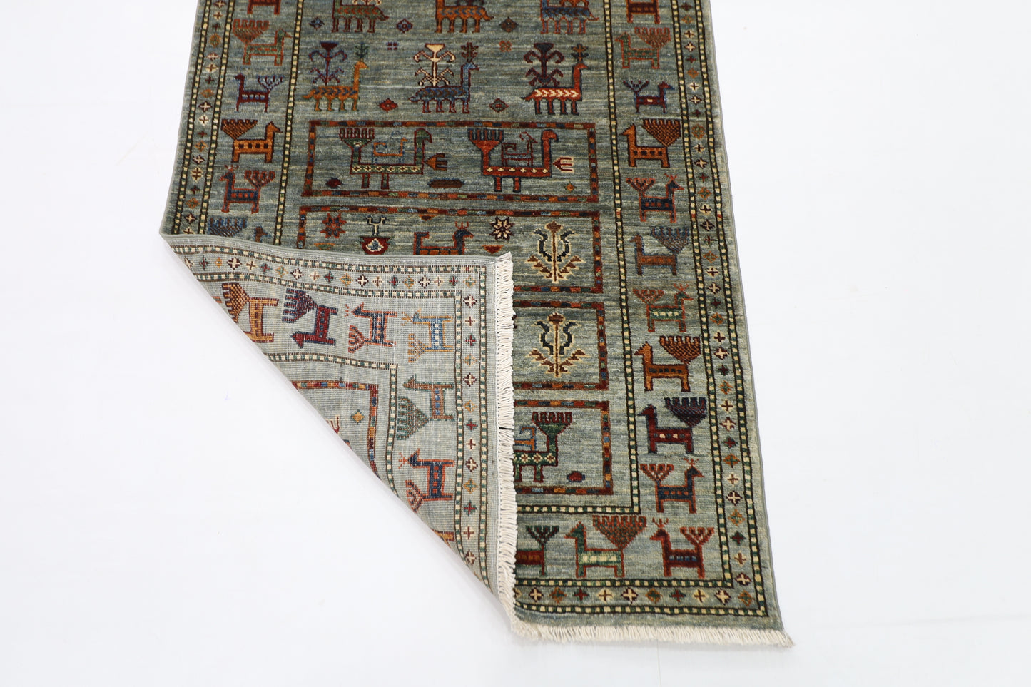 85 x 298 cm | Animal Afghan Tribal Hand Knotted Veg Dye Wool Runner