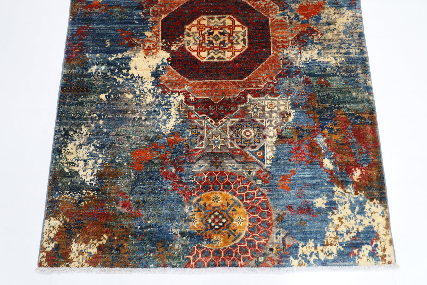 105 x 150 cm | Oriental Abstract Area Rug Afghan Hand Knotted Veg dye Wool carpet