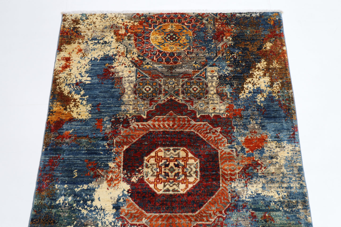 105 x 150 cm | Oriental Abstract Area Rug Afghan Hand Knotted Veg dye Wool carpet