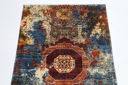 105 x 150 cm | Oriental Abstract Area Rug Afghan Hand Knotted Veg dye Wool carpet