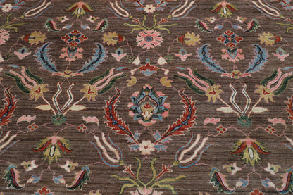 299 x 423 cm | Suzani Brown Design Hand Knotted Wool Afghan Carpet