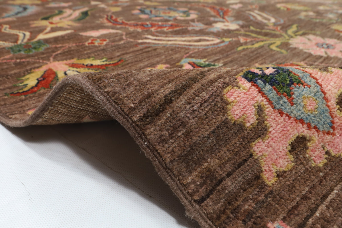 299 x 423 cm | Suzani Brown Design Hand Knotted Wool Afghan Carpet