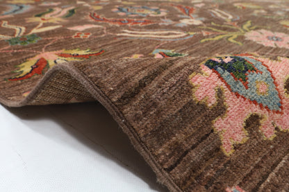 299 x 423 cm | Suzani Brown Design Hand Knotted Wool Afghan Carpet