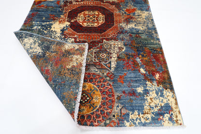 105 x 150 cm | Oriental Abstract Area Rug Afghan Hand Knotted Veg dye Wool carpet