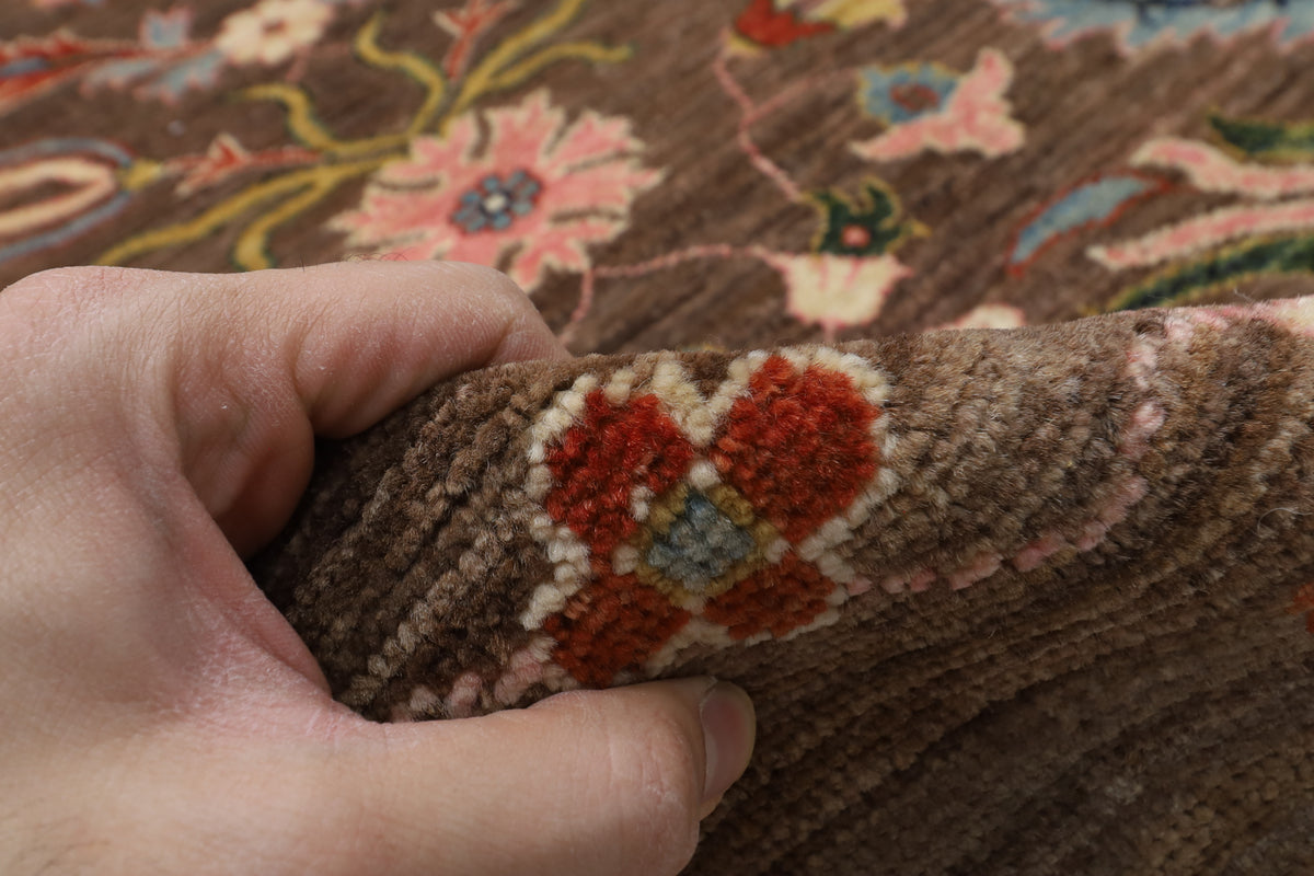 299 x 423 cm | Suzani Brown Design Hand Knotted Wool Afghan Carpet