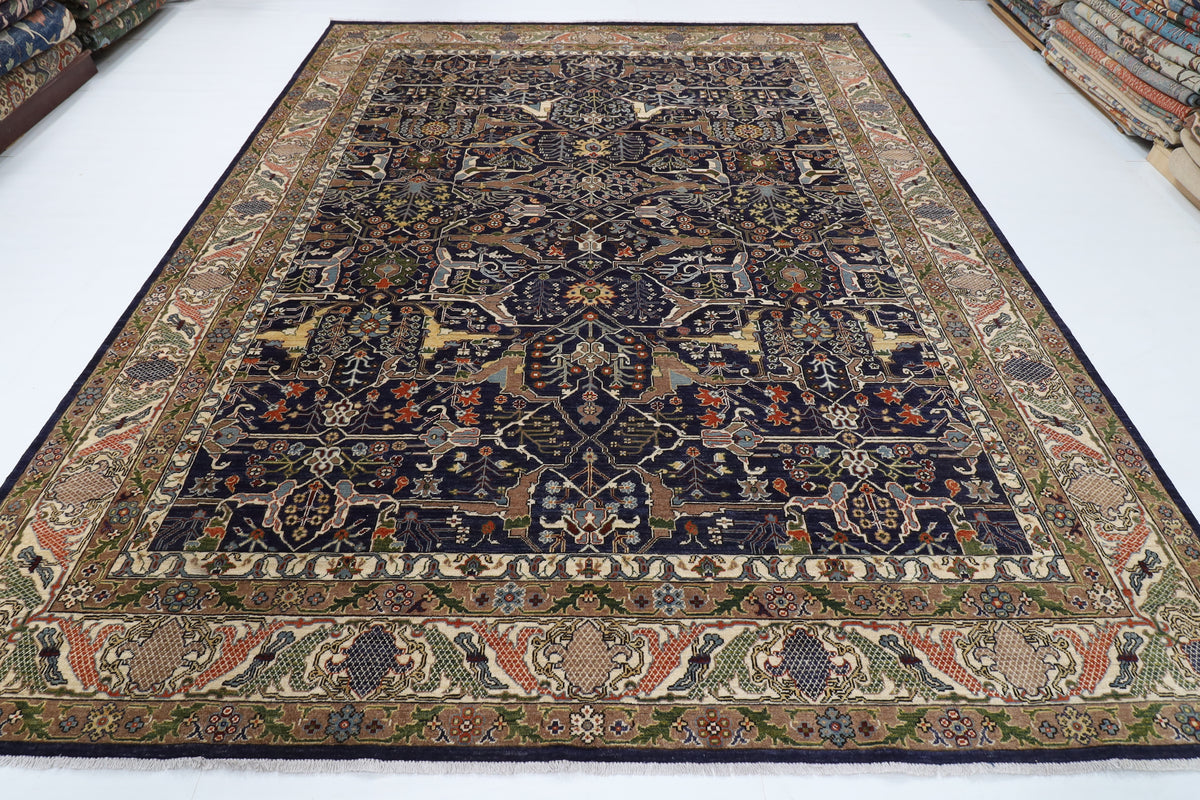 278 x 358 cm | Bidjar Blue Design Hand Knotted Wool Afghan Carpet