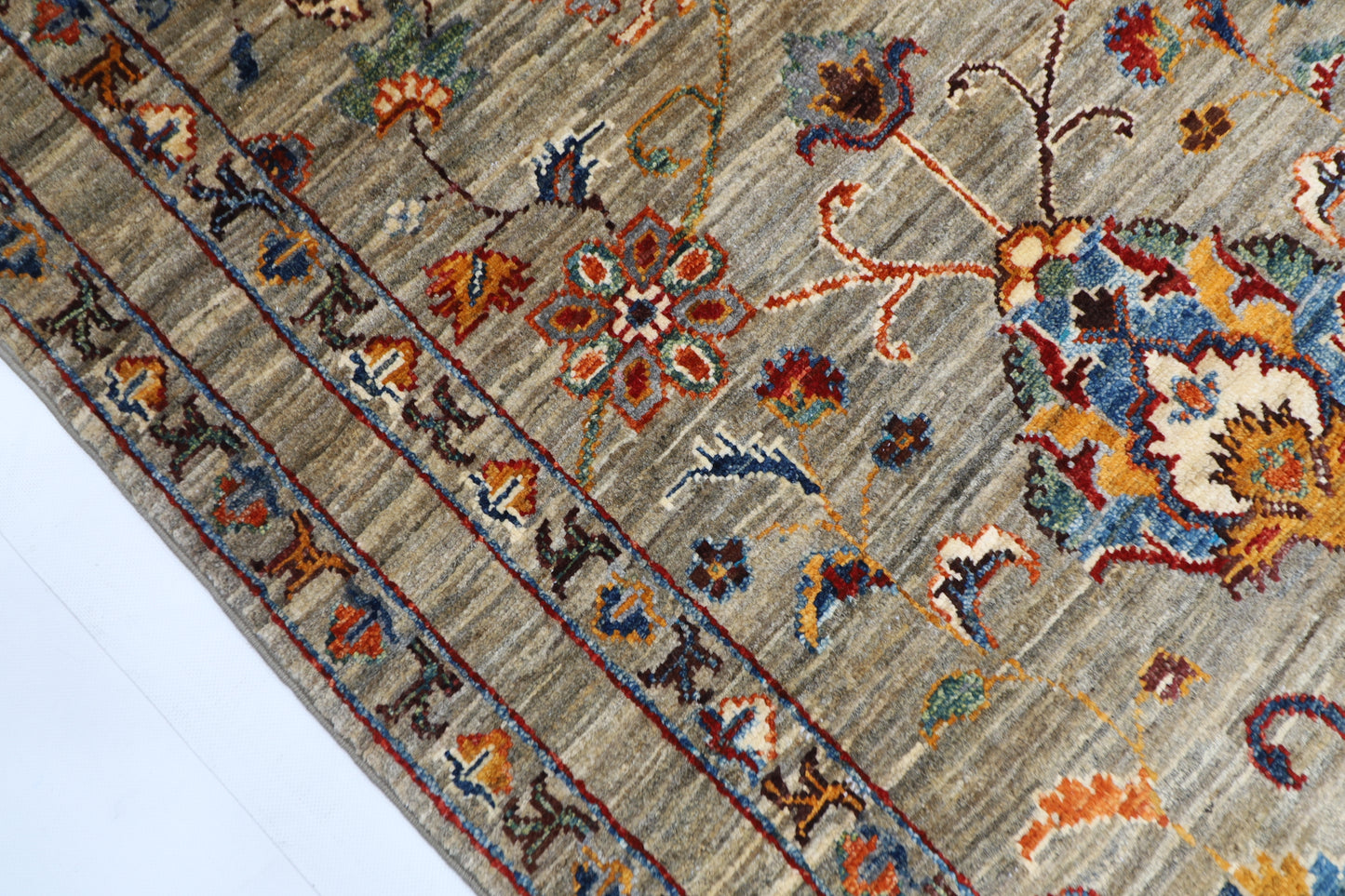 87 x 124 cm | Oriental Floral Gray Area Rug Afghan Hand Knotted Veg dye Wool carpet