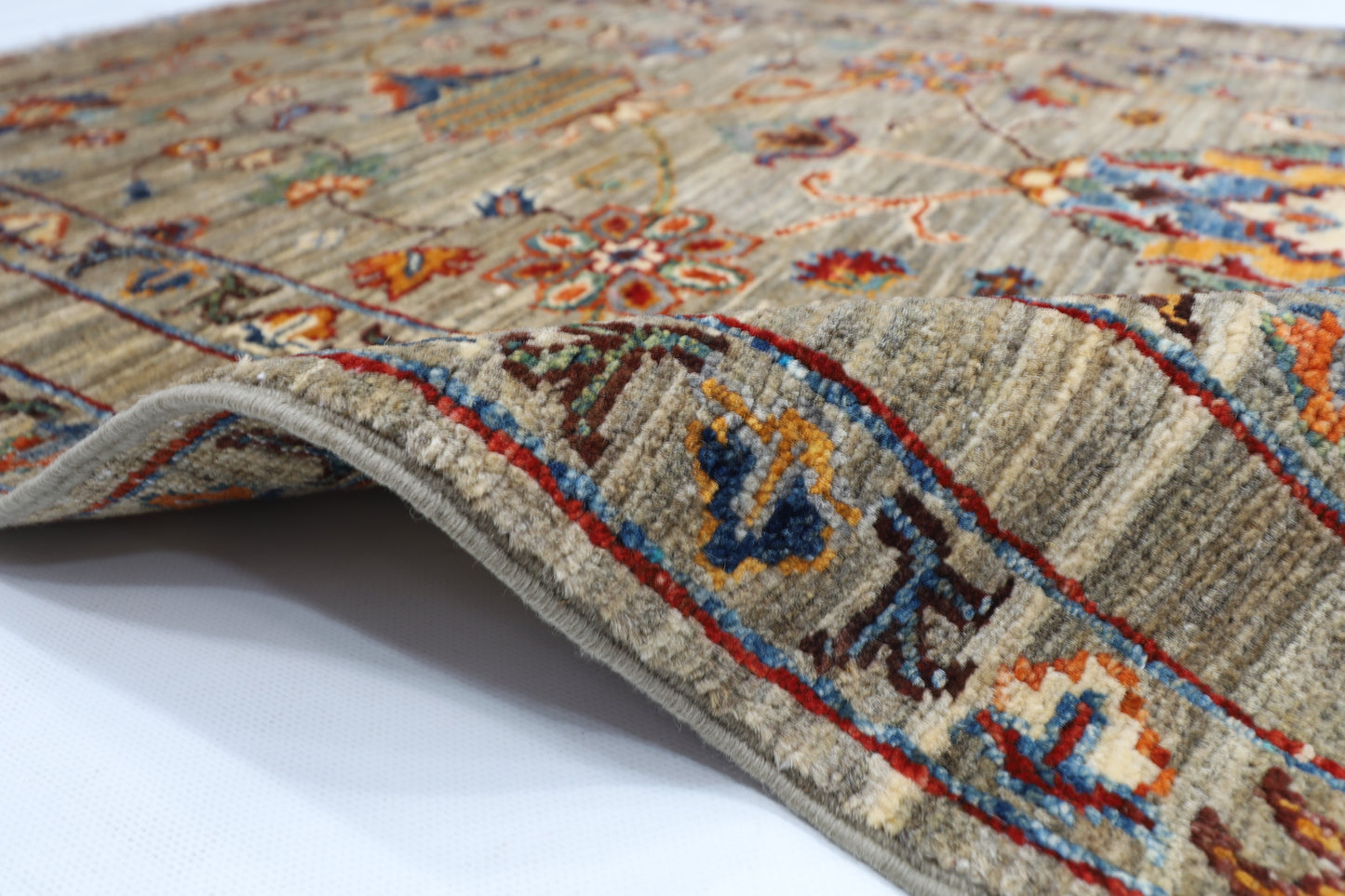 87 x 124 cm | Oriental Floral Gray Area Rug Afghan Hand Knotted Veg dye Wool carpet