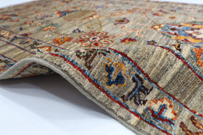 87 x 124 cm | Oriental Floral Gray Area Rug Afghan Hand Knotted Veg dye Wool carpet