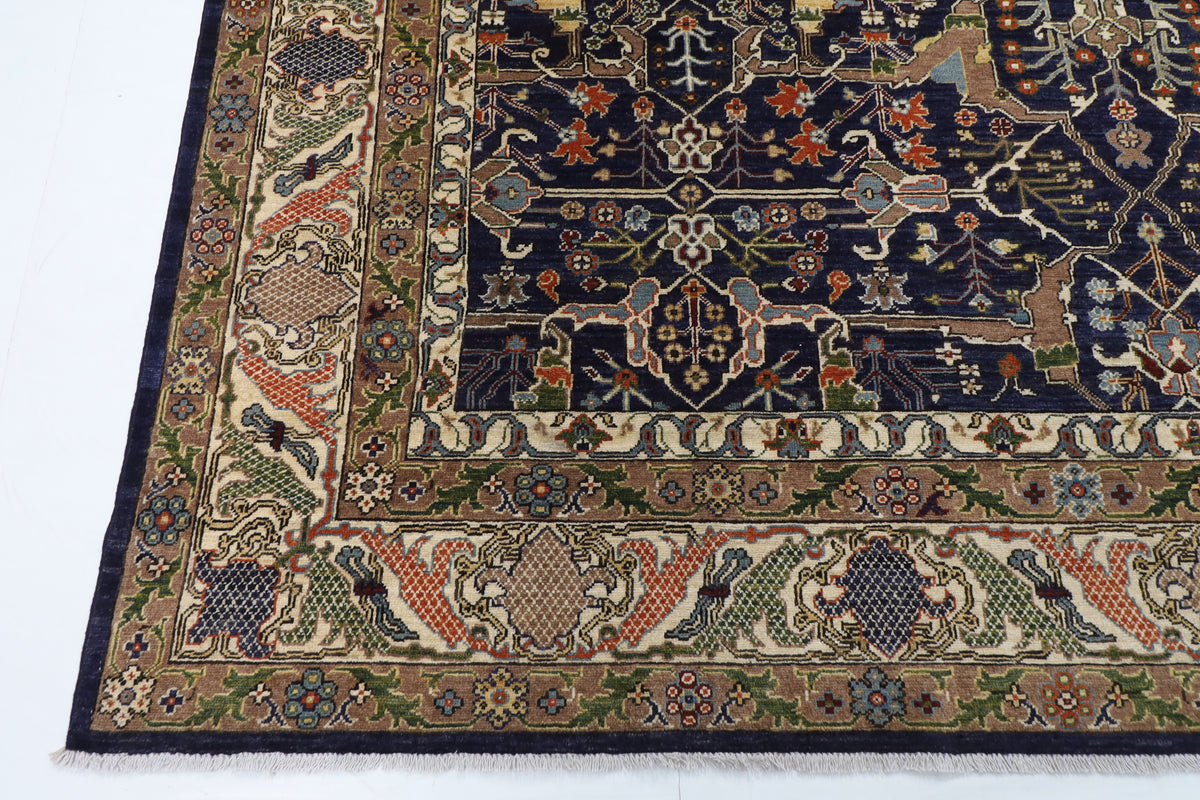 278 x 358 cm | Bidjar Blue Design Hand Knotted Wool Afghan Carpet