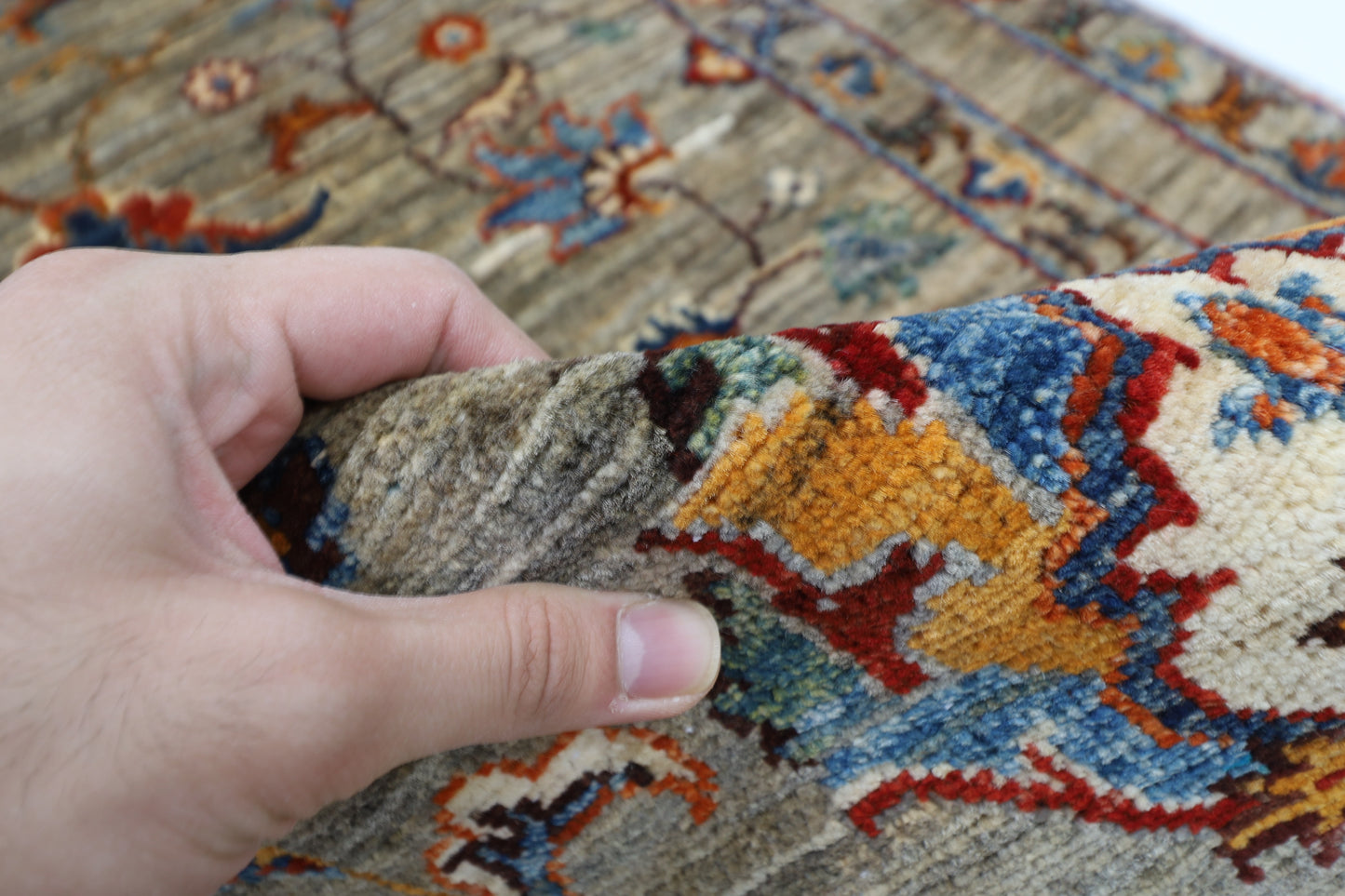 87 x 124 cm | Oriental Floral Gray Area Rug Afghan Hand Knotted Veg dye Wool carpet