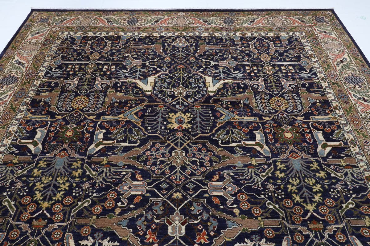 278 x 358 cm | Bidjar Blue Design Hand Knotted Wool Afghan Carpet