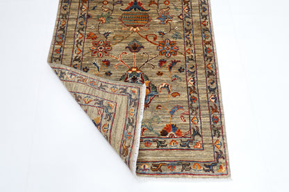 87 x 124 cm | Oriental Floral Gray Area Rug Afghan Hand Knotted Veg dye Wool carpet