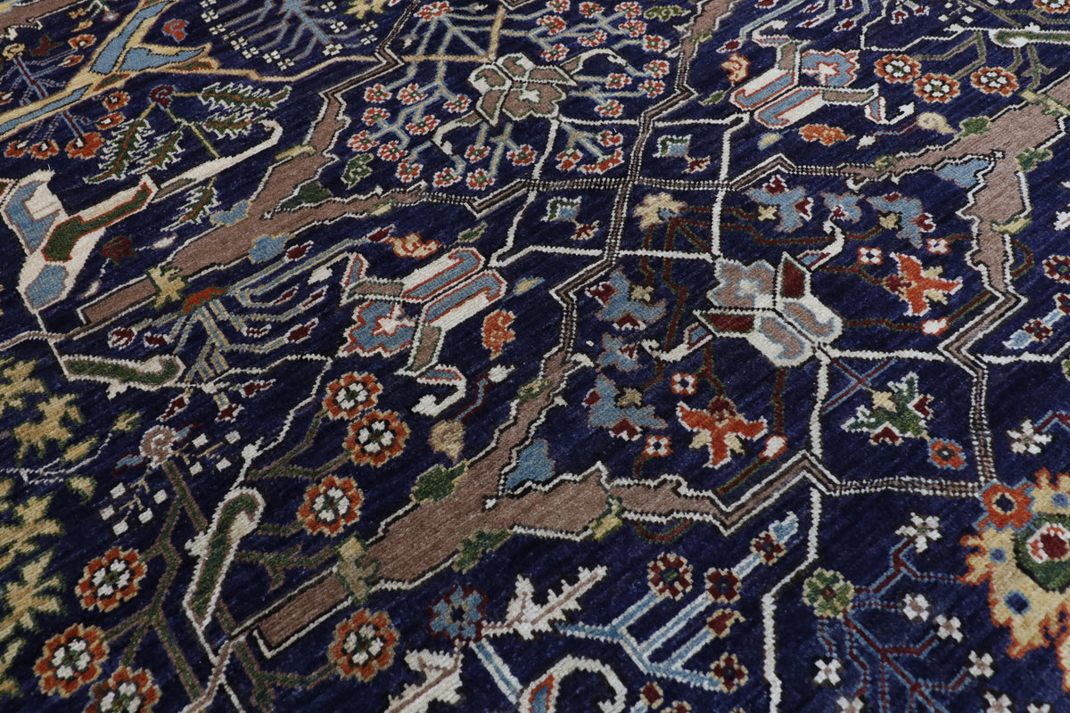 278 x 358 cm | Bidjar Blue Design Hand Knotted Wool Afghan Carpet