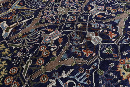 278 x 358 cm | Bidjar Blue Design Hand Knotted Wool Afghan Carpet