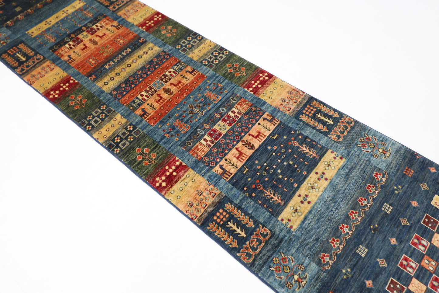 80 x 291 cm | Animal Afghan Tribal Hand Knotted Veg Dye Wool Runner