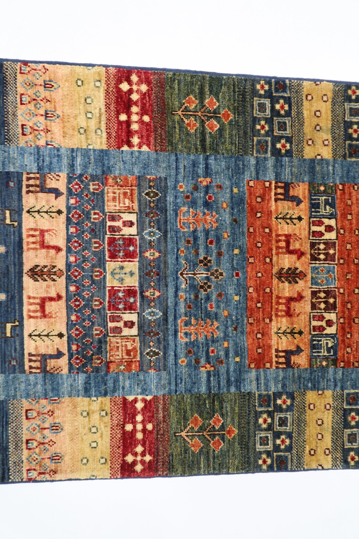 80 x 291 cm | Animal Afghan Tribal Hand Knotted Veg Dye Wool Runner