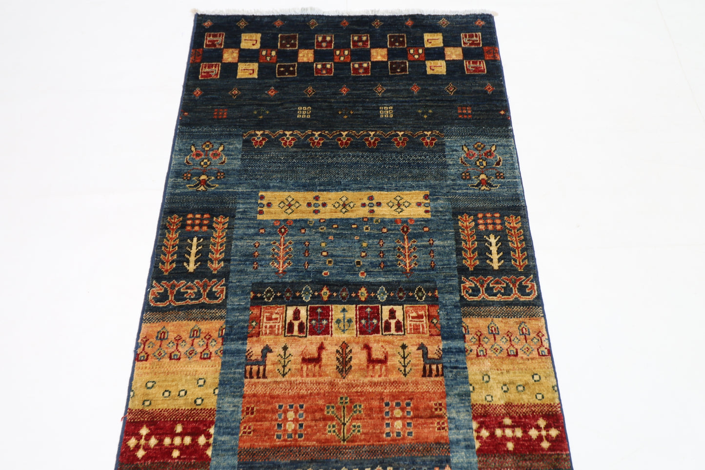 80 x 291 cm | Animal Afghan Tribal Hand Knotted Veg Dye Wool Runner