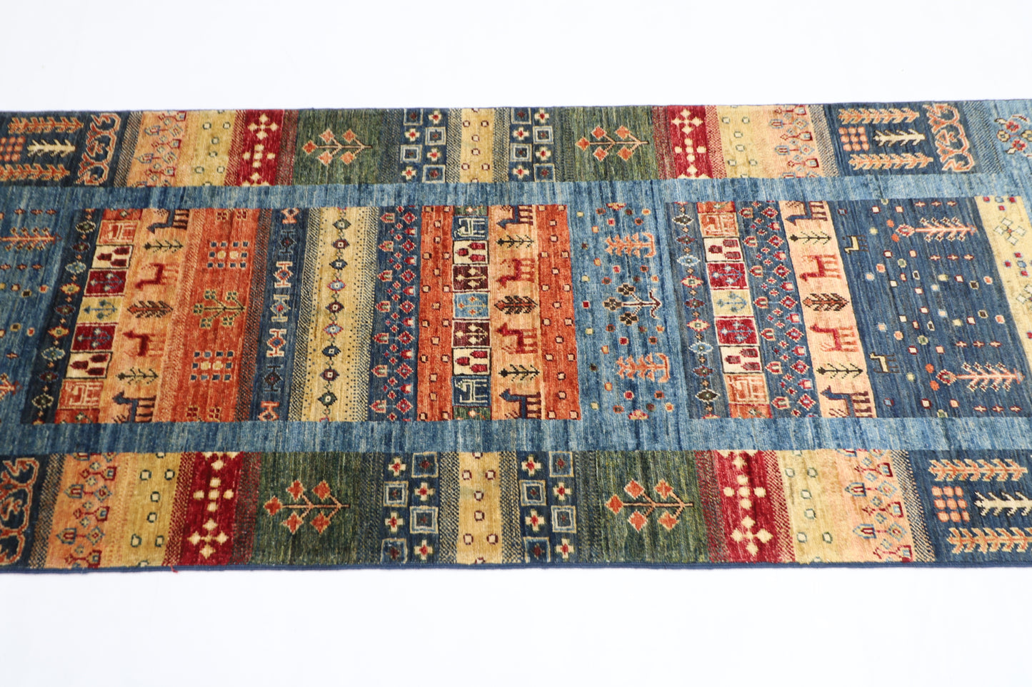 80 x 291 cm | Animal Afghan Tribal Hand Knotted Veg Dye Wool Runner