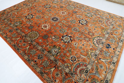 268 x 368 cm | Serapi Orange Design Hand Knotted Wool Afghan Carpet