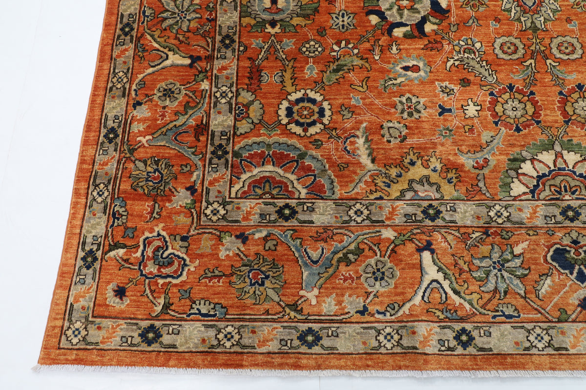268 x 368 cm | Serapi Orange Design Hand Knotted Wool Afghan Carpet