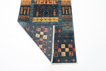 80 x 291 cm | Animal Afghan Tribal Hand Knotted Veg Dye Wool Runner