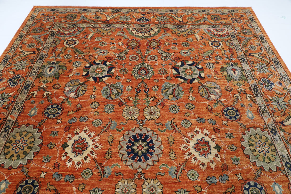268 x 368 cm | Serapi Orange Design Hand Knotted Wool Afghan Carpet