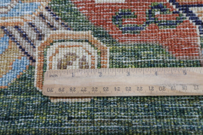 100 x 152 cm | Oriental Dargon Green Area Rug Afghan Hand Knotted Veg dye Wool carpet