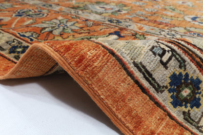 268 x 368 cm | Serapi Orange Design Hand Knotted Wool Afghan Carpet