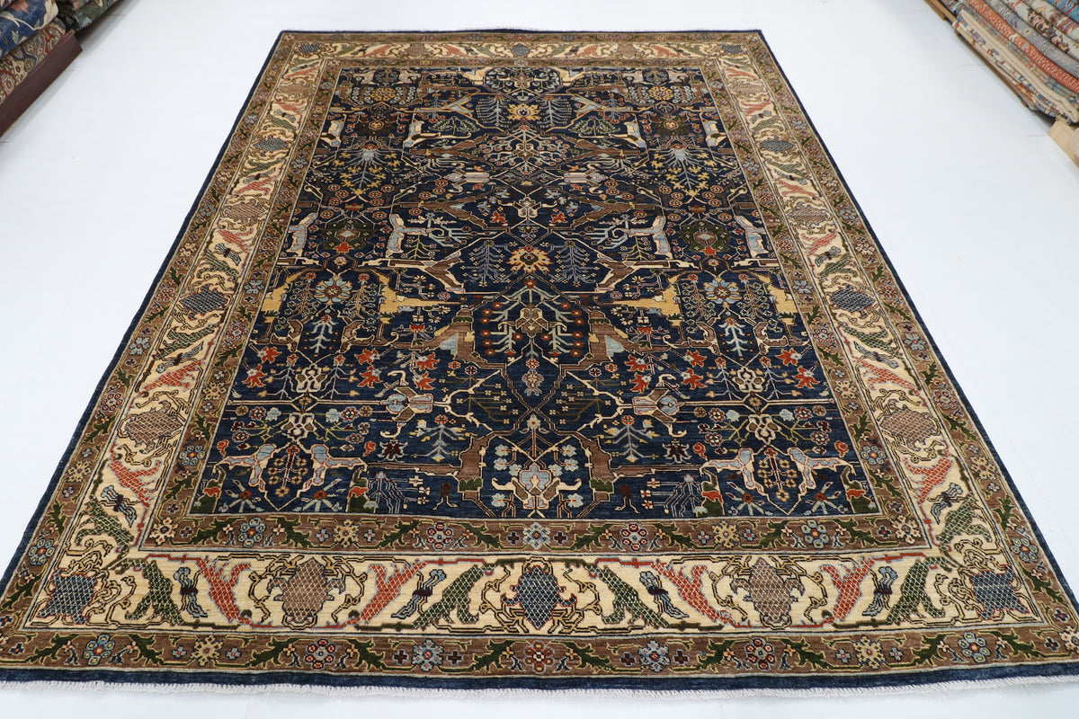 250 x 300 cm | Bidjar Blue Design Hand Knotted Wool Afghan Carpet
