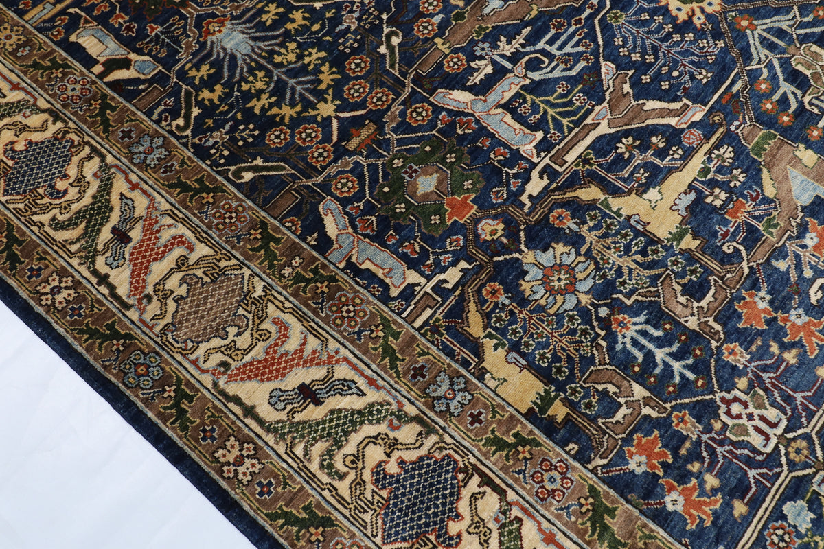 250 x 300 cm | Bidjar Blue Design Hand Knotted Wool Afghan Carpet